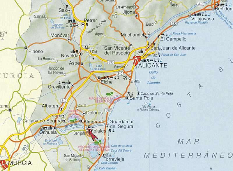 Kaart Van Spanje Costa Blanca - kaart